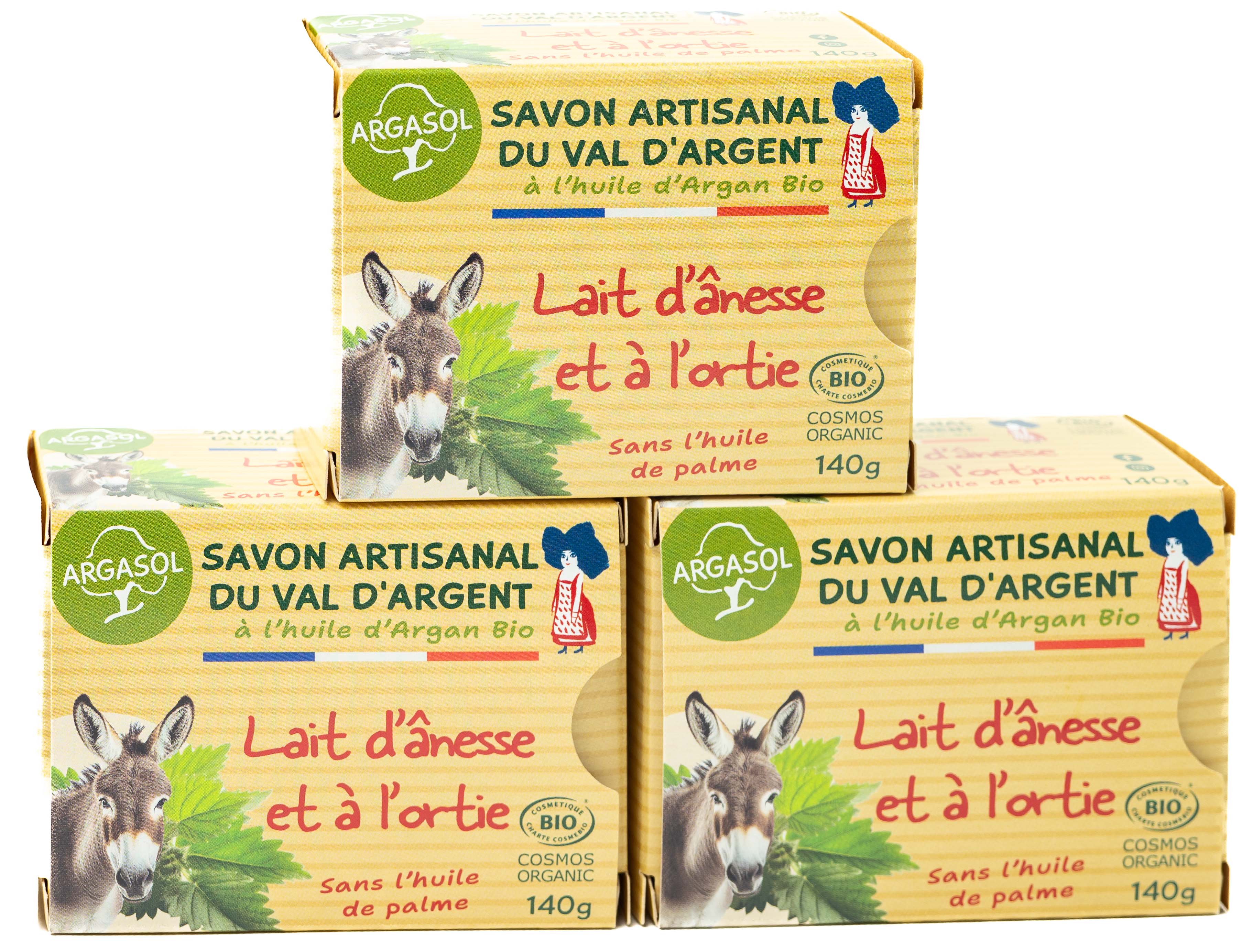Lot de 3 Savons au Lait d'Anesse et à l'Ortie