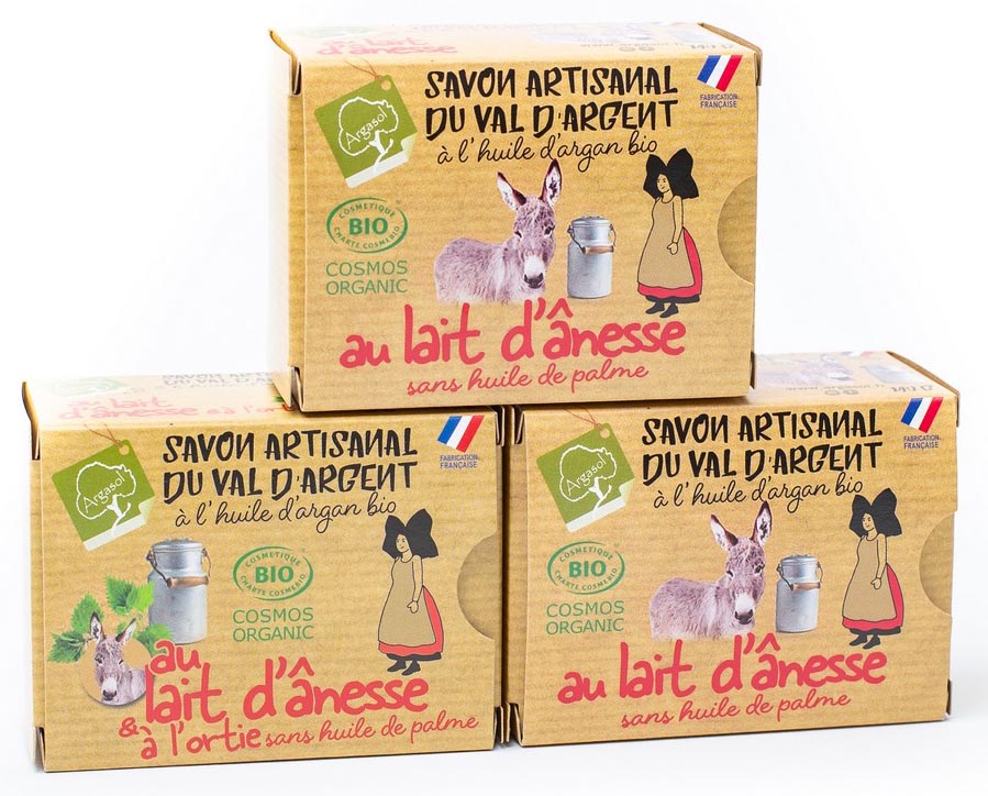 Lot de 2 Savons au Lait d'Ânesse et 1 savon au Lait d'Ânesse et à l'Ortie